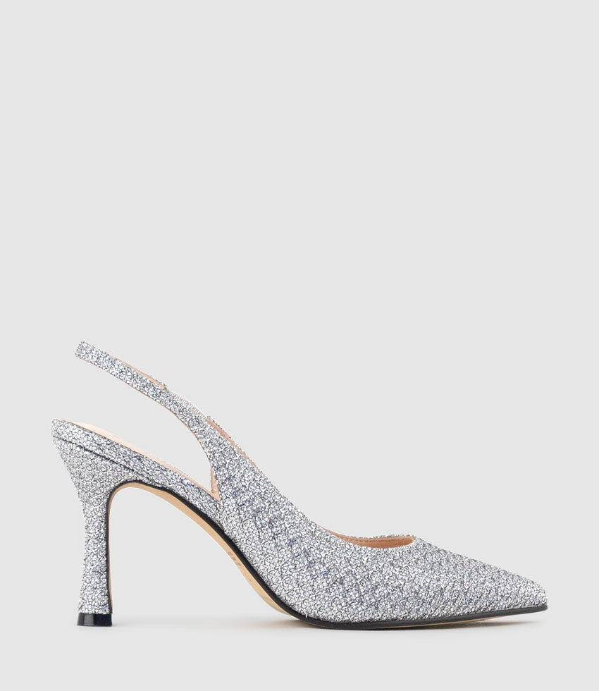 ARILLA85 Slingback Pump in Silver Metallic Fabric