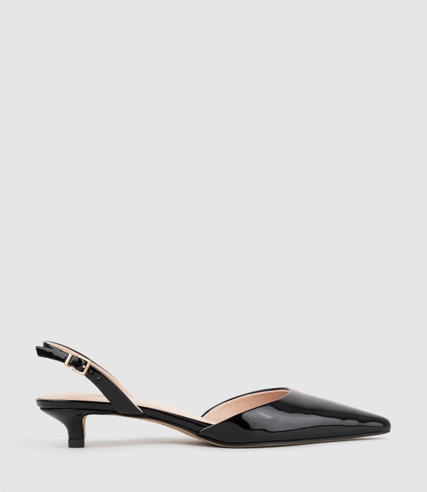 AUDRA30 Open Waist Slingback in Black Patent - Edward Meller