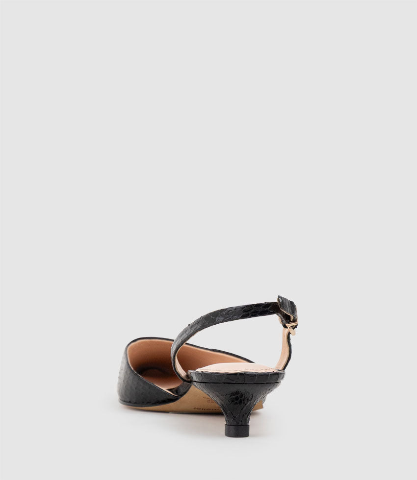 AUDRA30 Open Waist Slingback in Black Snake - Edward Meller
