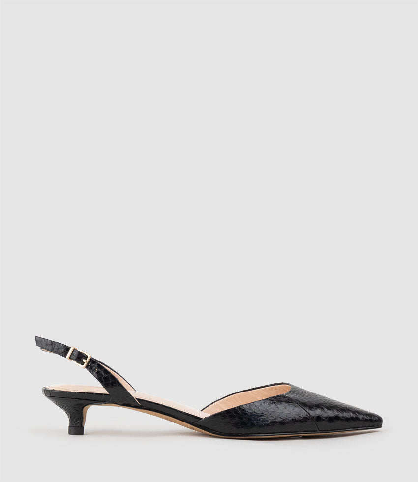 AUDRA30 Open Waist Slingback in Black Snake - Edward Meller