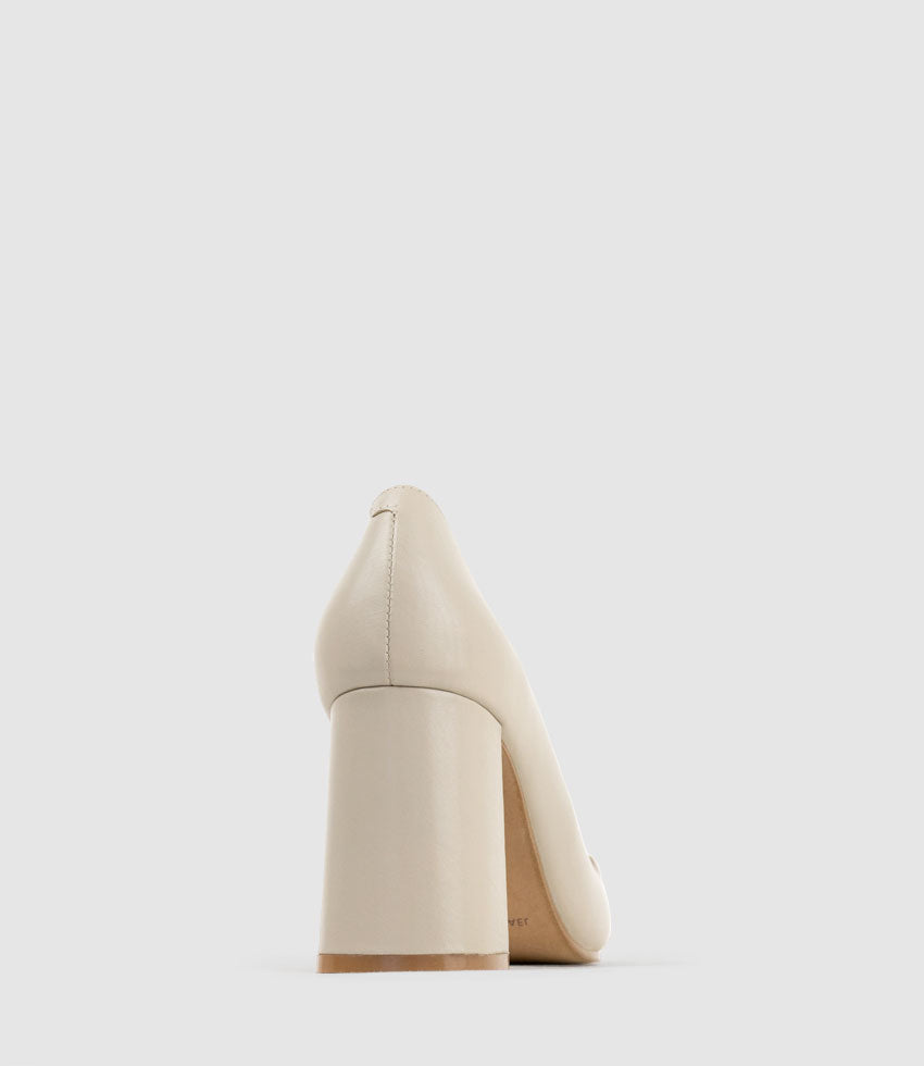 BAILEY85 Block Heel Pump with Trim in Ash Calf - Edward Meller