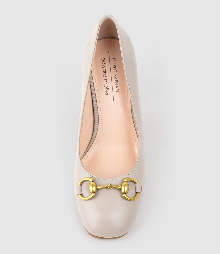 BAILEY85 Block Heel Pump with Trim in Blush Calf