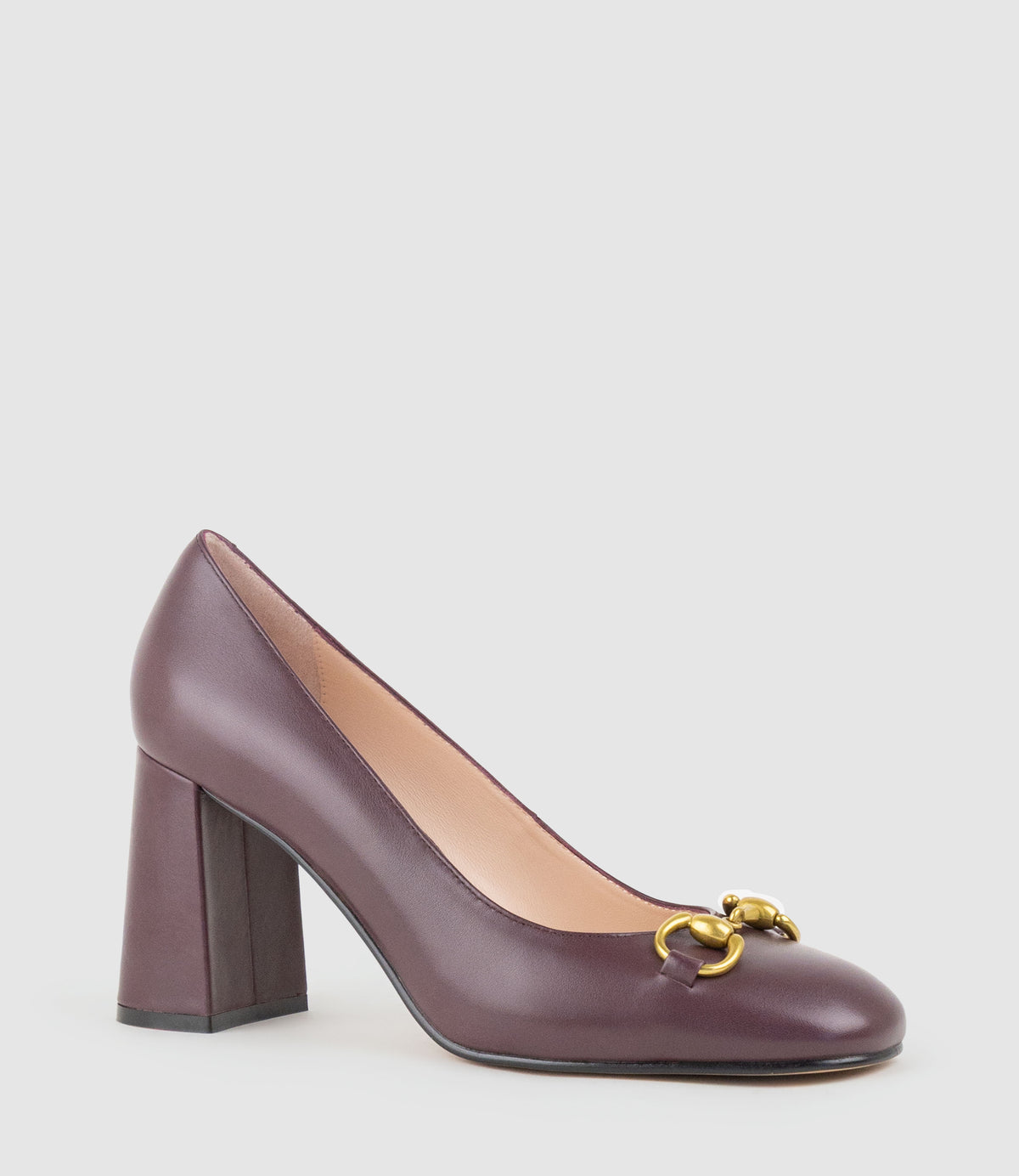 BAILEY85 Block Heel Pump with Trim in Bordeaux Calf - Edward Meller