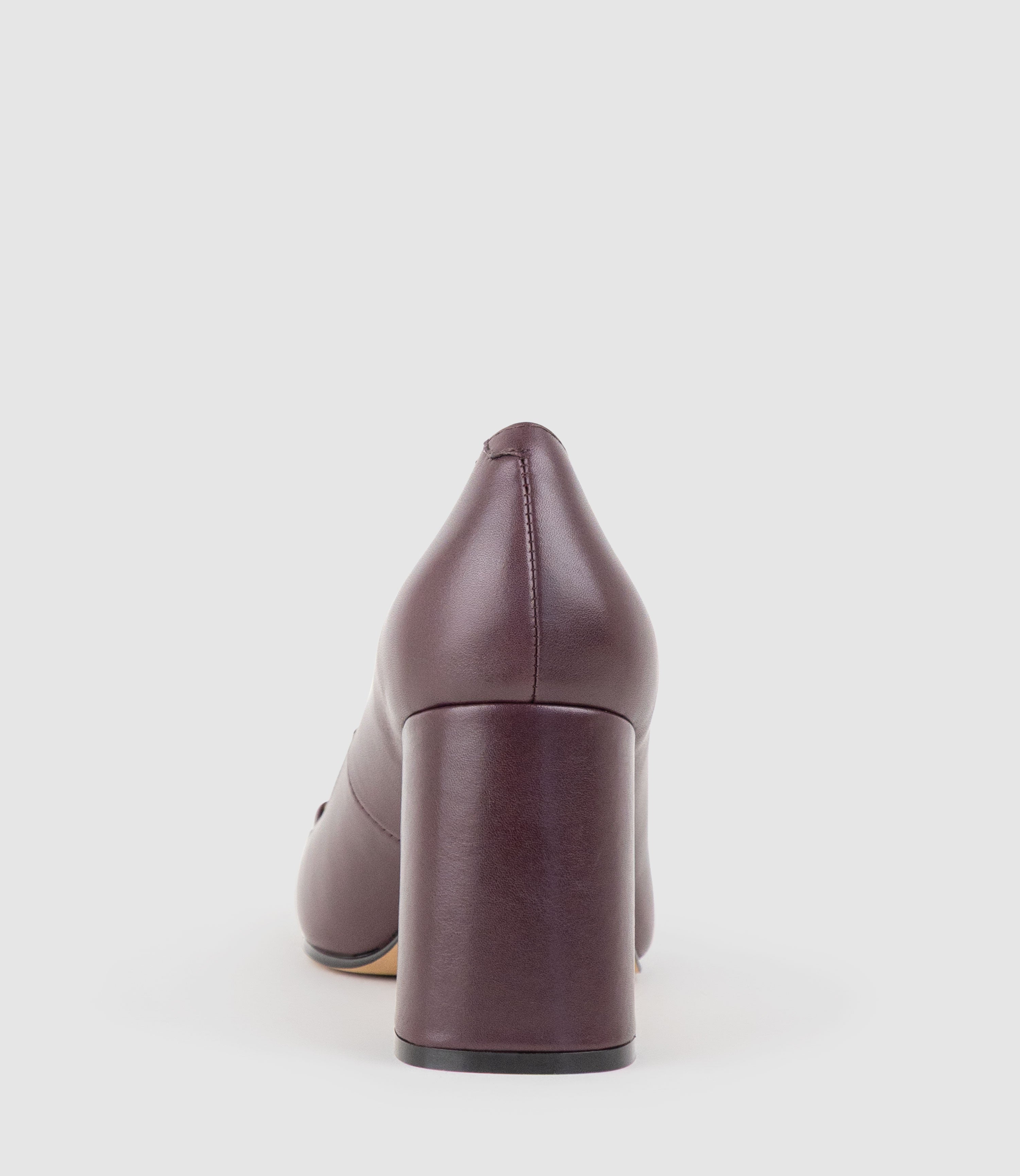 BAILEY85 Block Heel Pump with Trim in Bordeaux Calf - Edward Meller