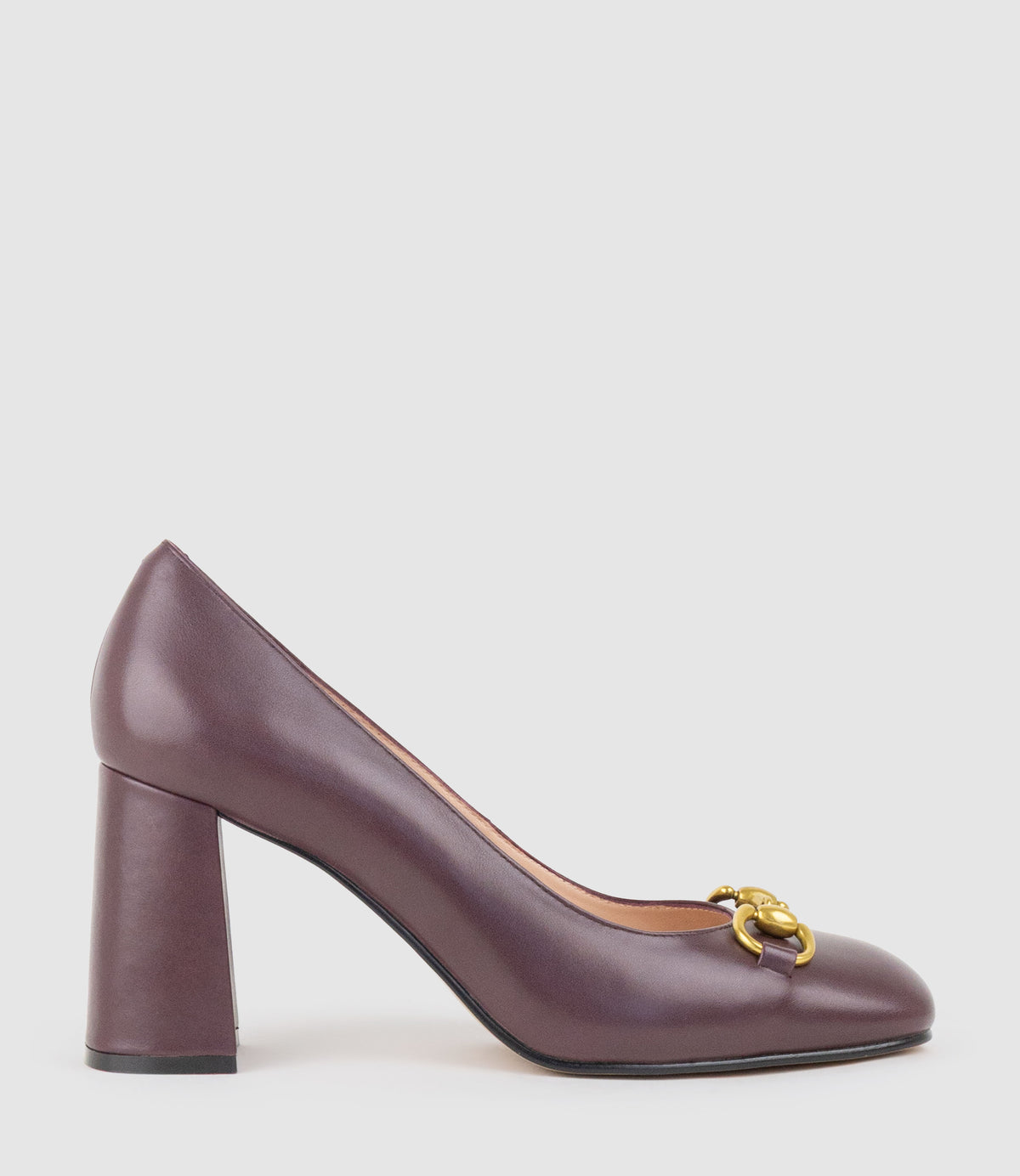 BAILEY85 Block Heel Pump with Trim in Bordeaux Calf - Edward Meller