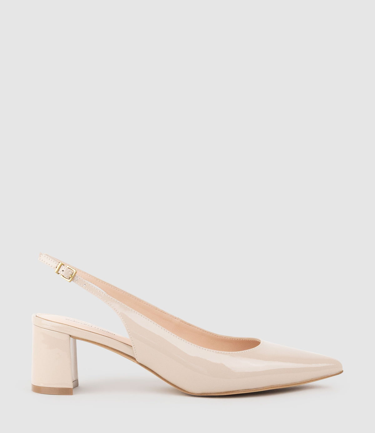 BARI55 Block Heel Slingback Pump in Blush Patent - Edward Meller