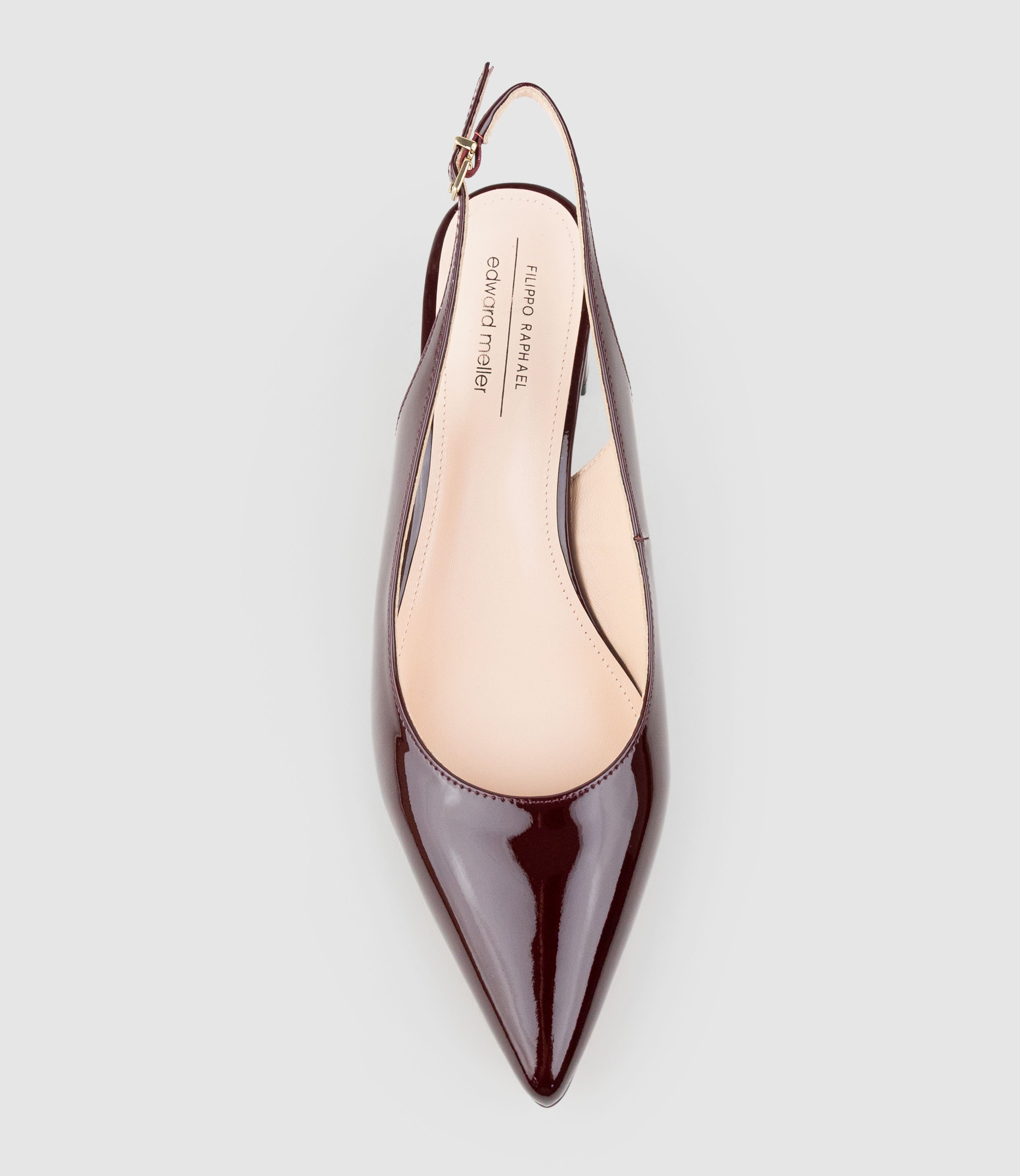 BARI55 Block Heel Slingback Pump in Wine Patent - Edward Meller