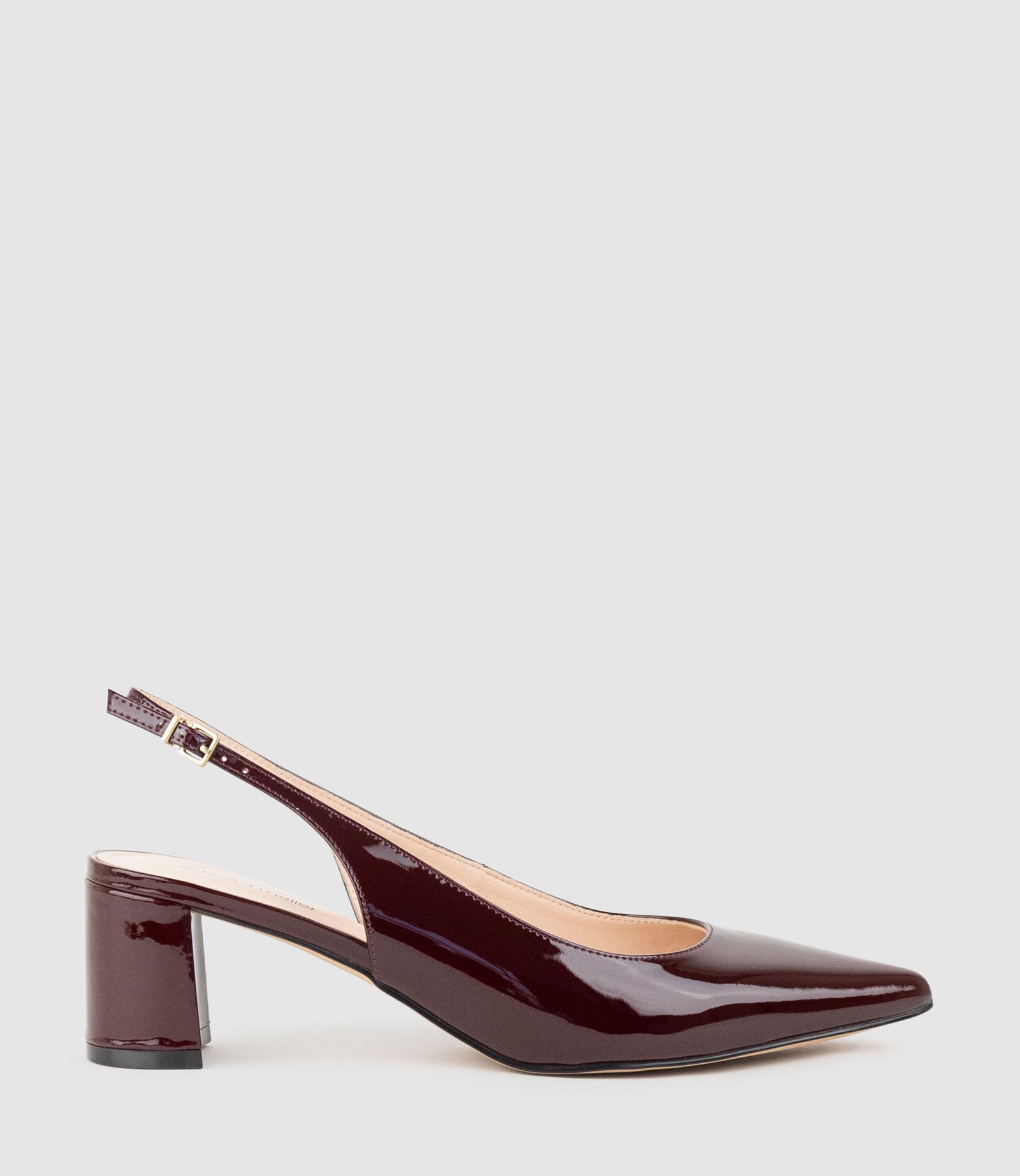 BARI55 Block Heel Slingback Pump in Wine Patent - Edward Meller