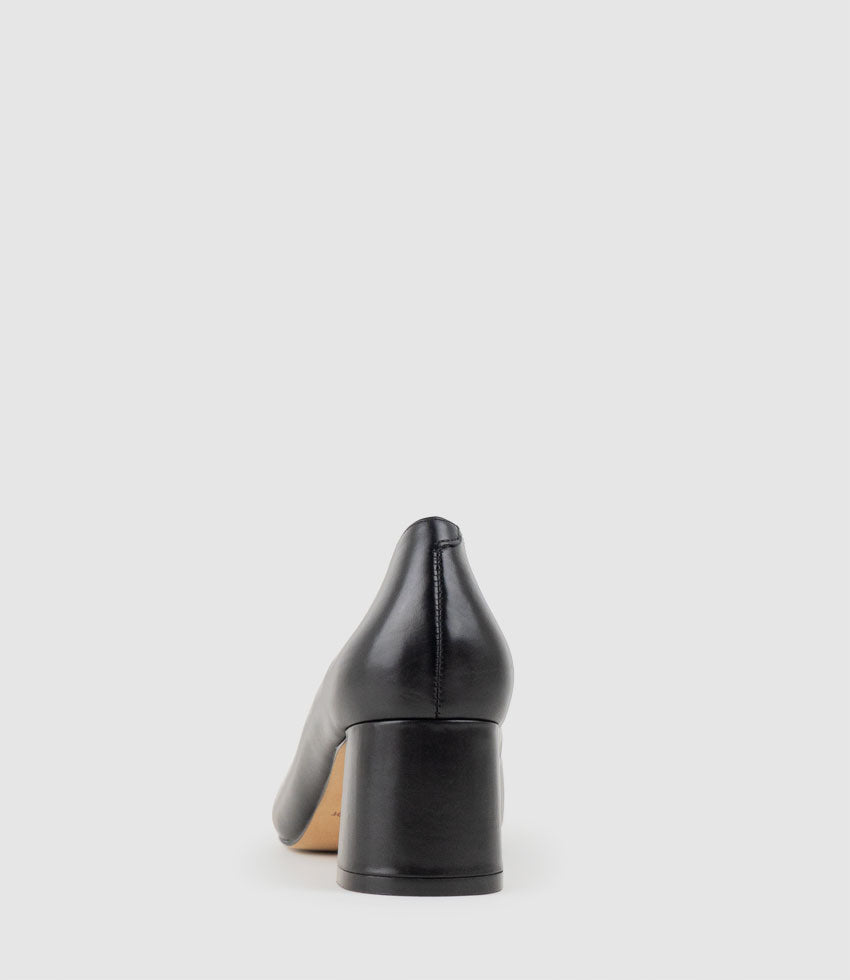 BETA55 Block Heel Pump in Black Calf - Edward Meller