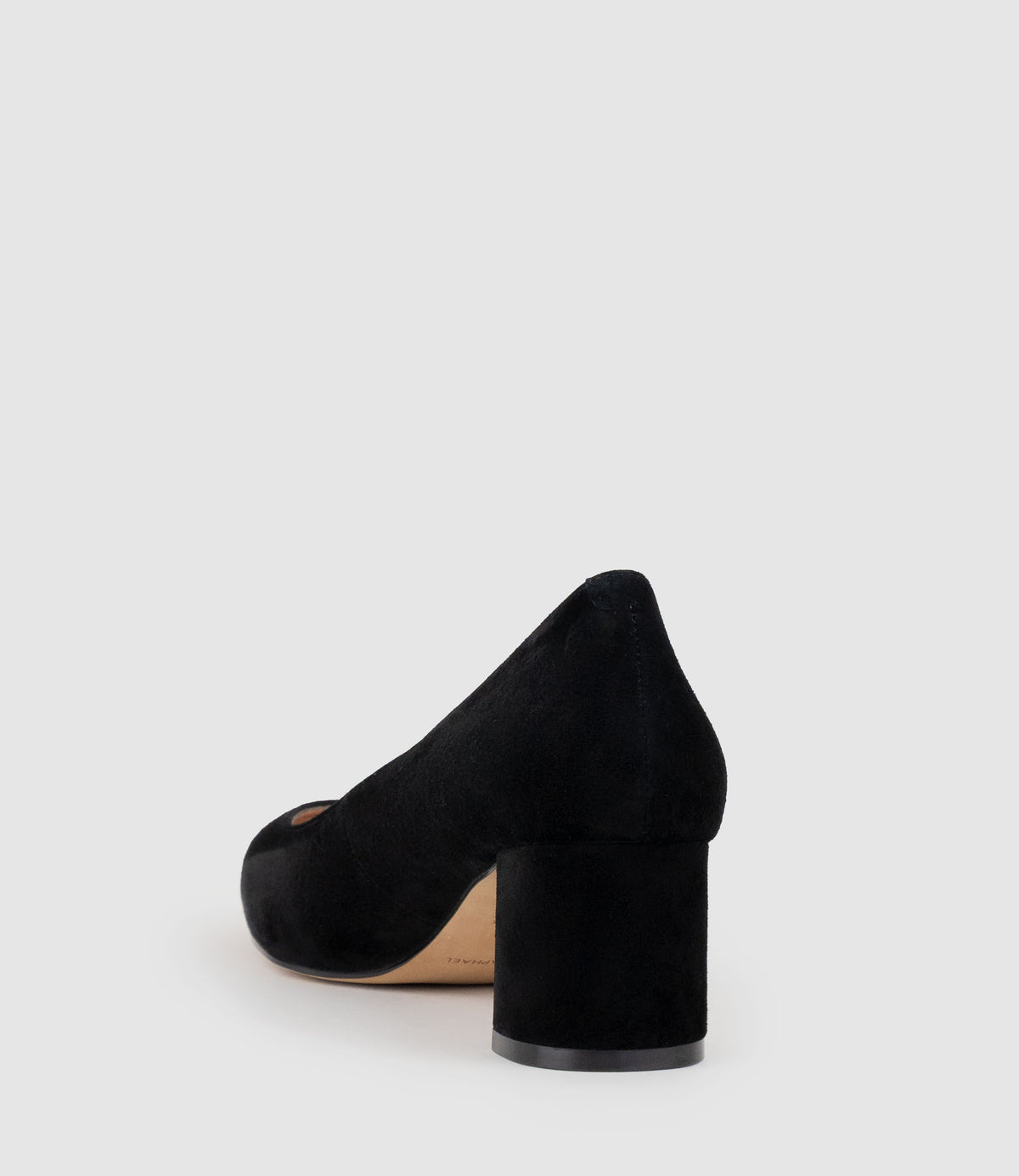BETA55 Block Heel Pump in Black Suede - Edward Meller