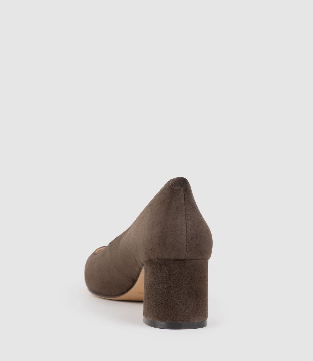 BETA55 Block Heel Pump in Chocolate Suede - Edward Meller