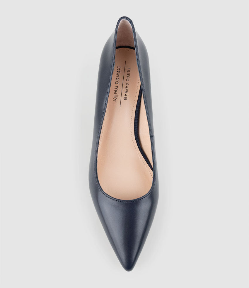 BETA55 Block Heel Pump in Black Calf - Edward Meller
