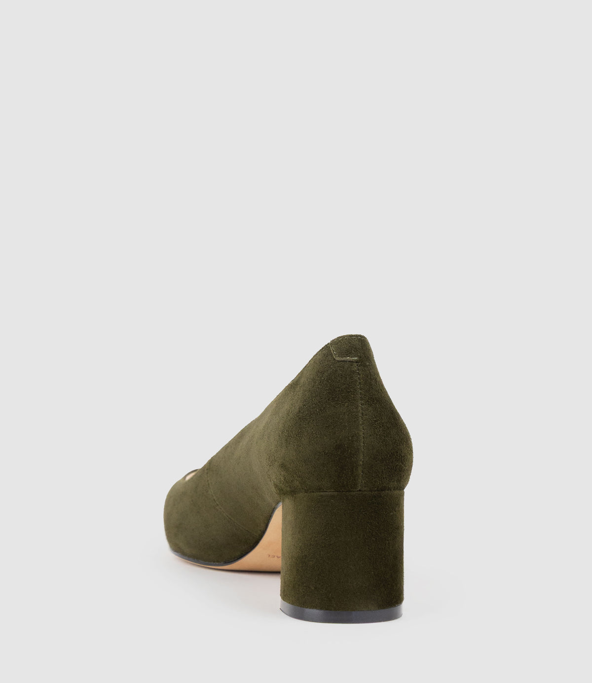 BETA55 Block Heel Pump in Olive Suede - Edward Meller