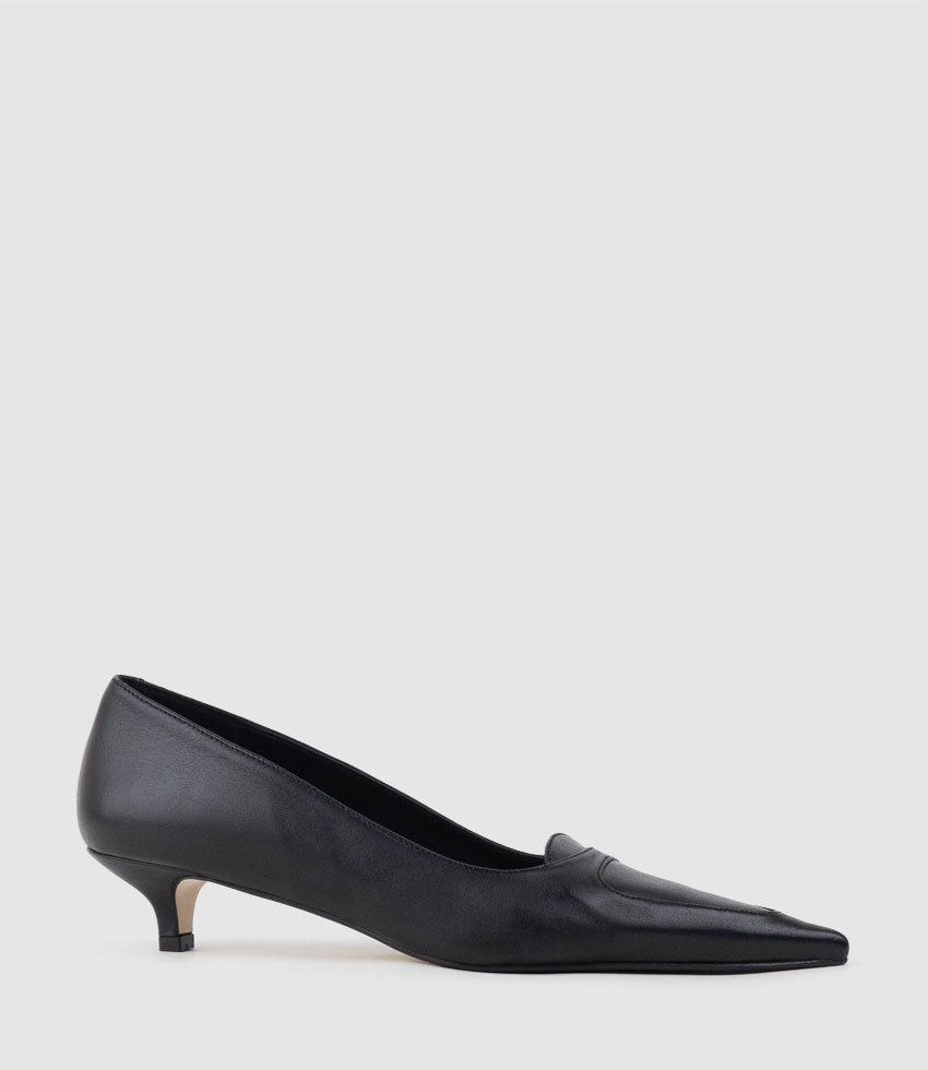 BETTINA40 Pointed Loafer Pump in Black - Edward Meller