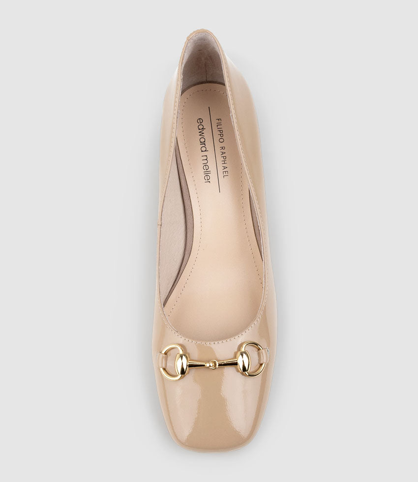 BLYTHE65 Square Toe Pump with Hardware in Nude Patent - Edward Meller
