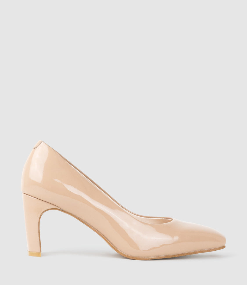BRYCE70 Square Toe Pump in Nude Patent - Edward Meller