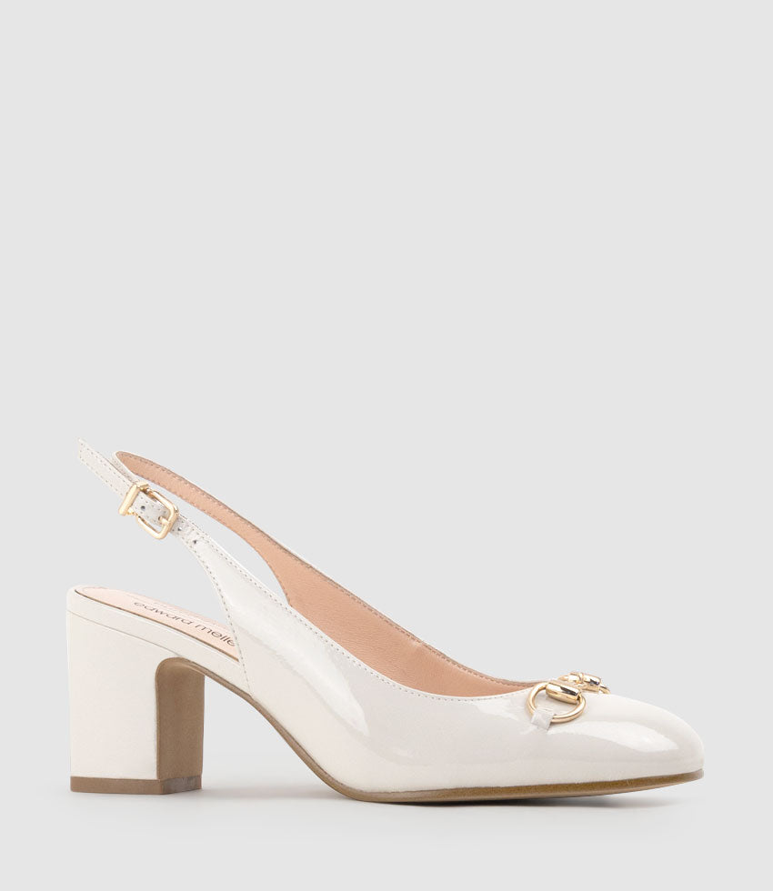 CAMILLE65 Slingback Pump with Trim in Bone Patent - Edward Meller