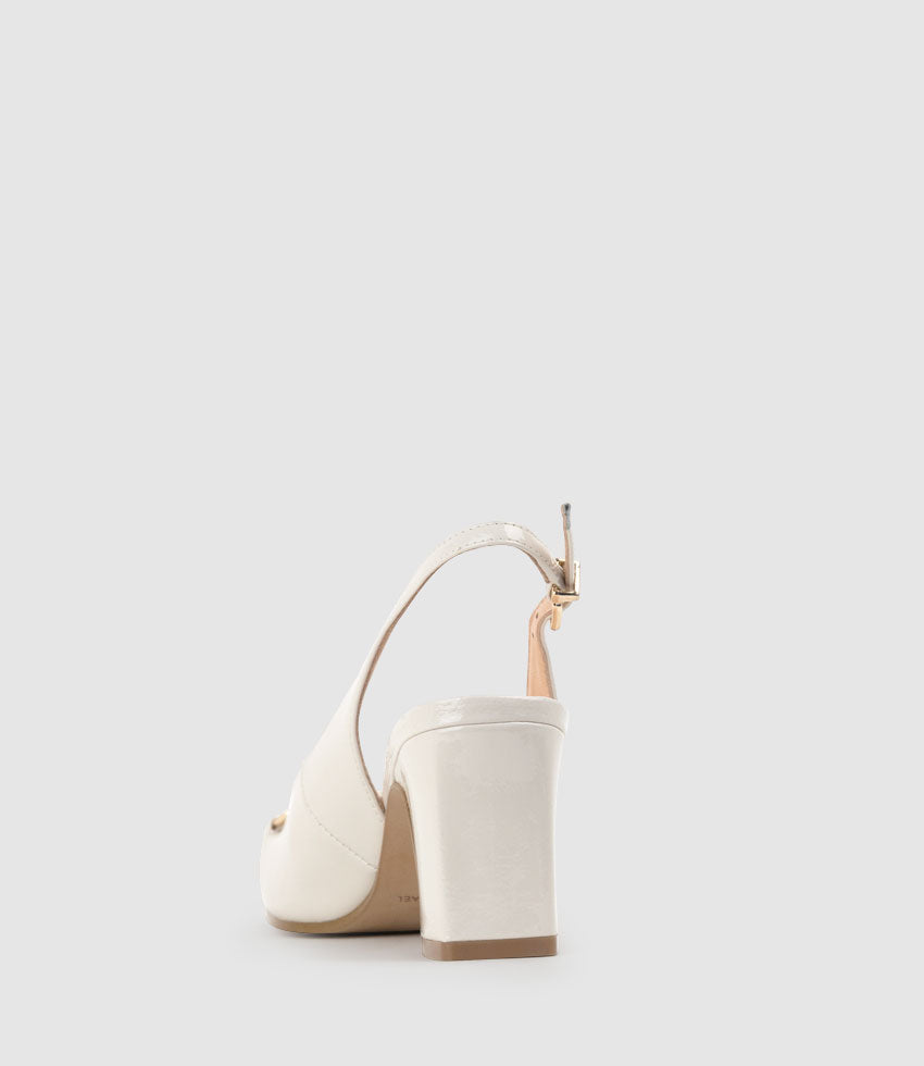 CAMILLE65 Slingback Pump with Trim in Bone Patent - Edward Meller