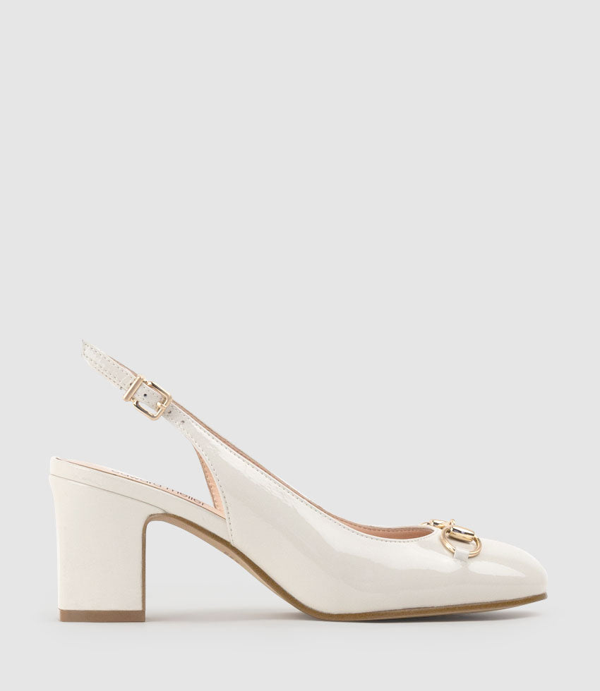CAMILLE65 Slingback Pump with Trim in Bone Patent - Edward Meller