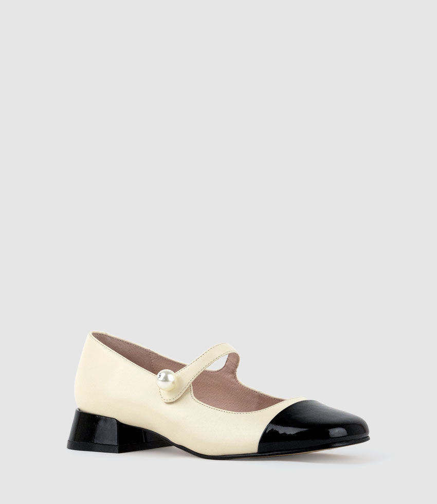 CAPULET30 Cap Toe Mary Jane in Offwhite Calf - Edward Meller