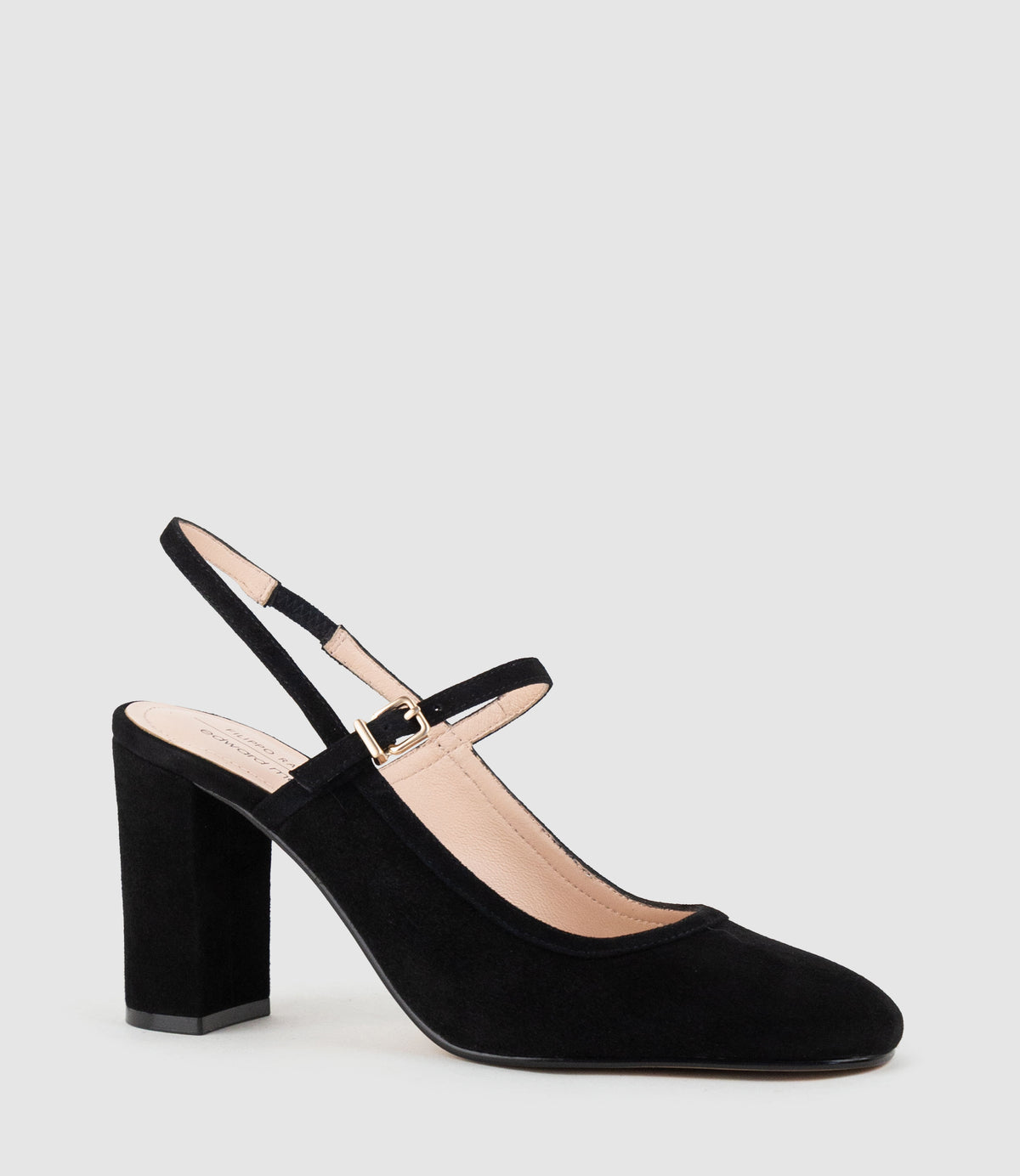 CECELIA85 Block Heel Slingback Pump in Black Suede - Edward Meller