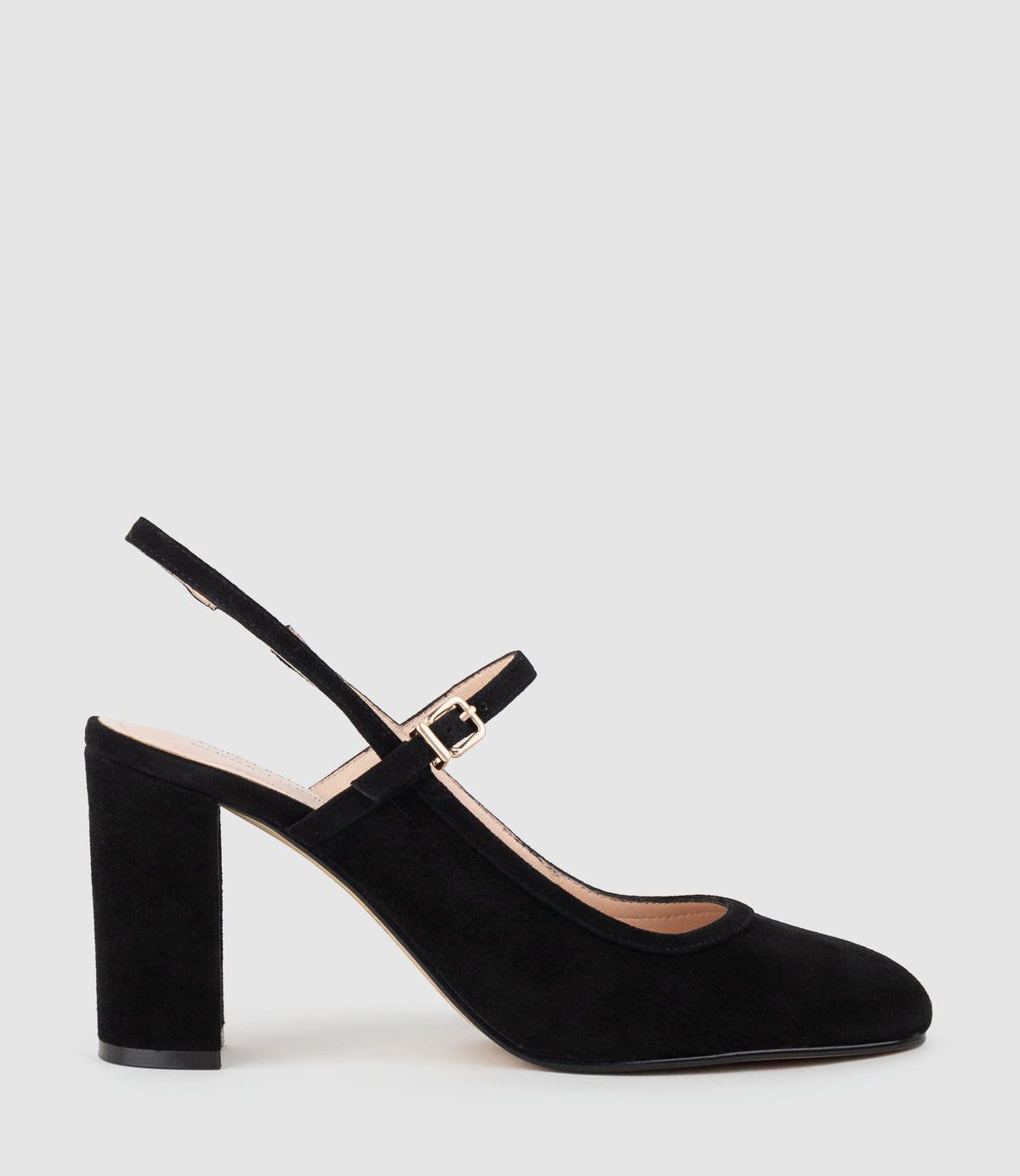 CECELIA85 Block Heel Slingback Pump in Black Suede - Edward Meller