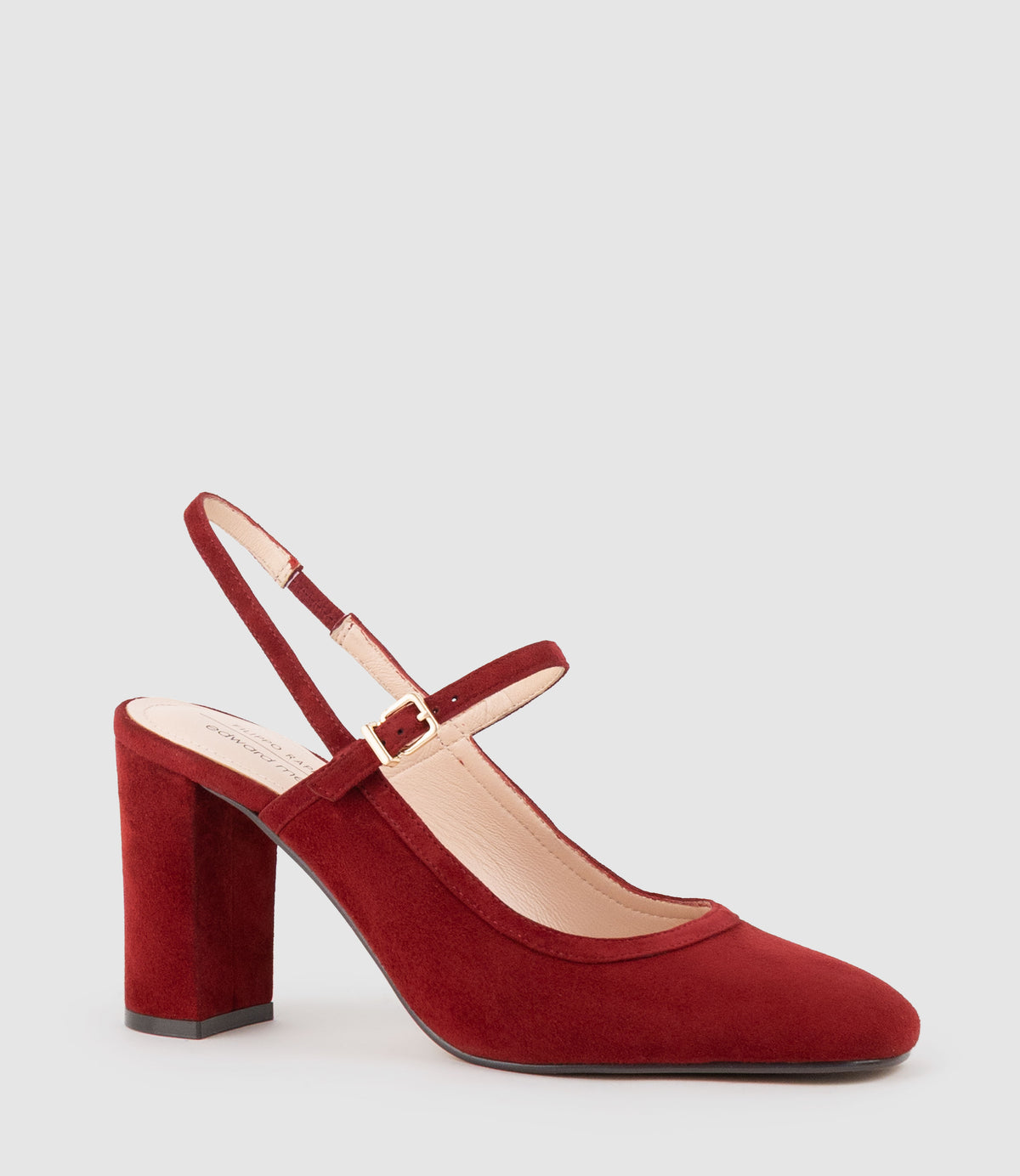 CECELIA85 Block Heel Slingback Pump in Ruby Suede - Edward Meller