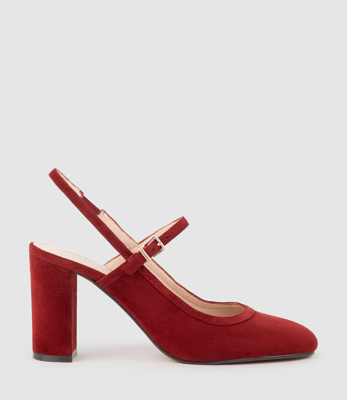 CECELIA85 Block Heel Slingback Pump in Ruby Suede - Edward Meller