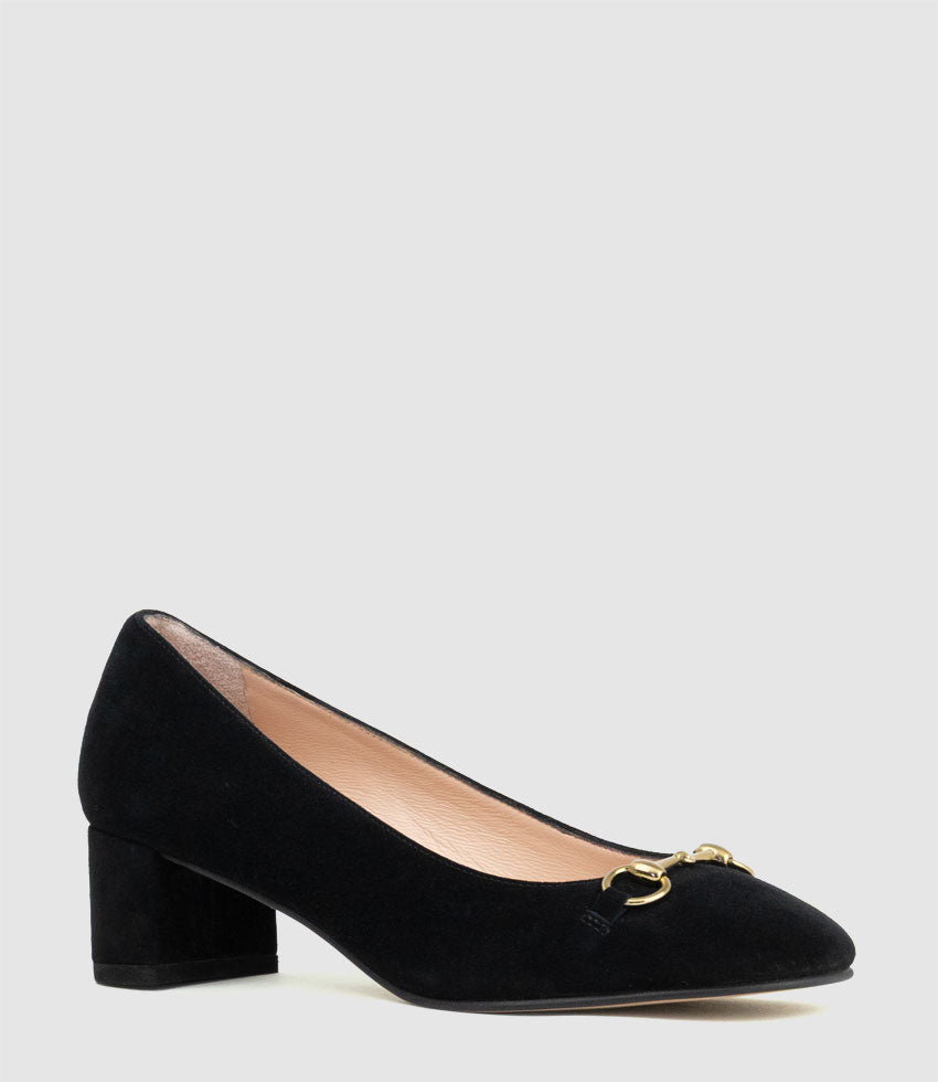 CELESTE45 Pump with Trim in Black Suede - Edward Meller