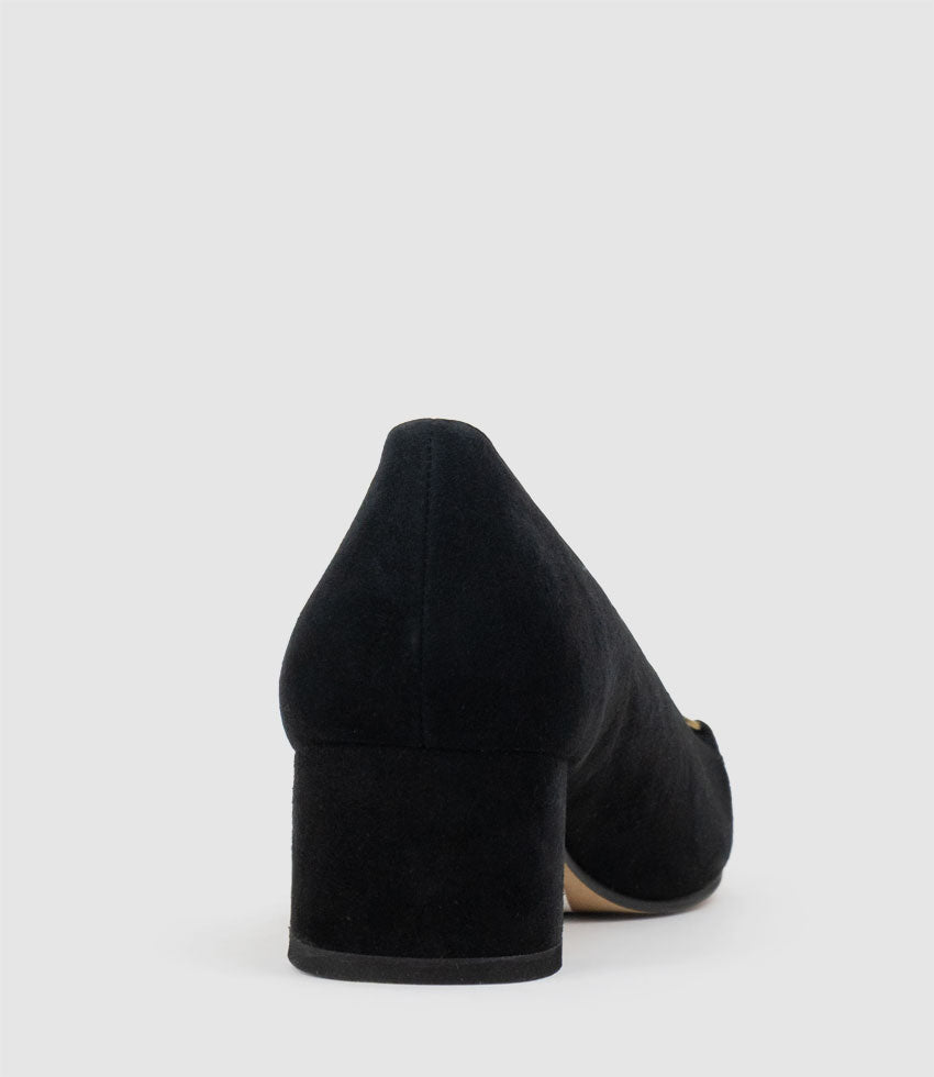 CELESTE45 Pump with Trim in Black Suede - Edward Meller
