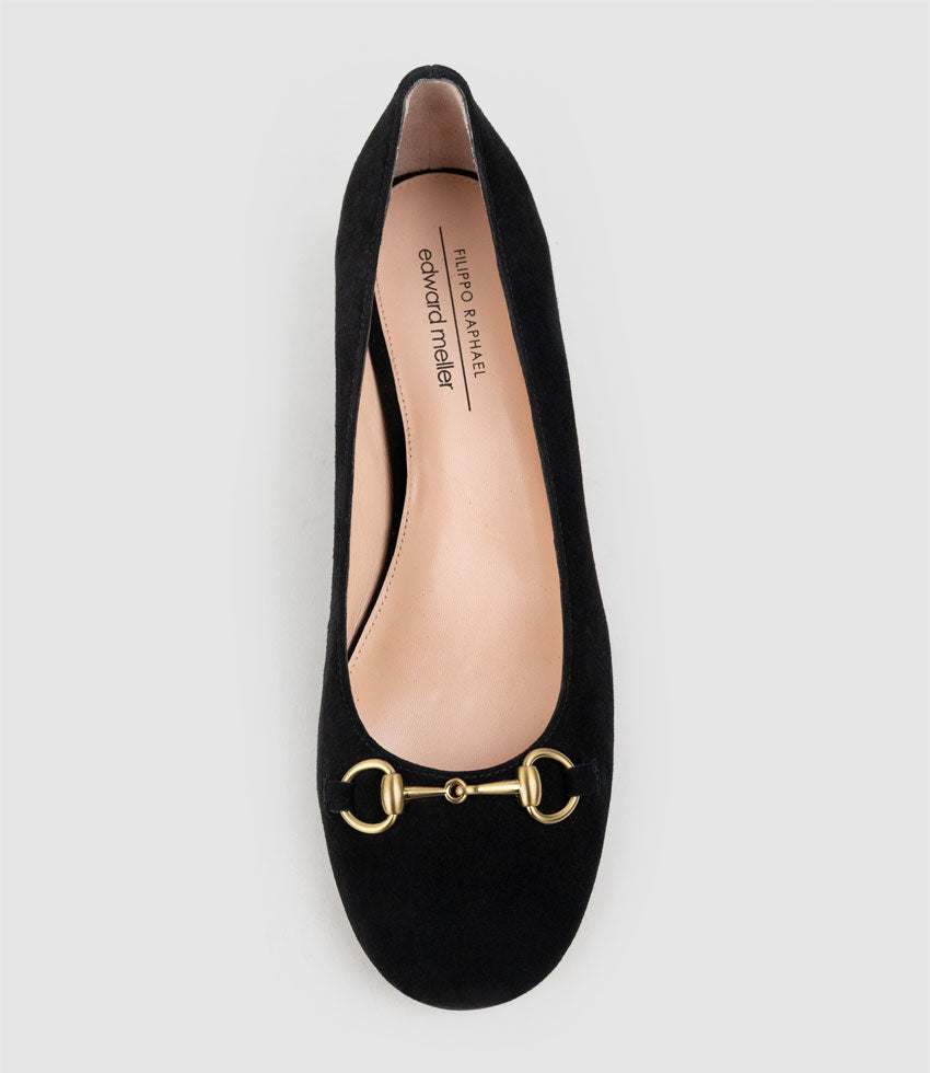 CELESTE45 Pump with Trim in Black Suede - Edward Meller