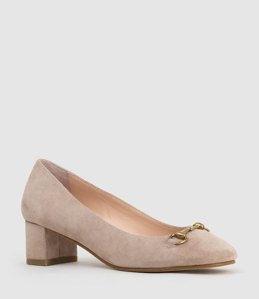 CELESTE45 Pump with Trim in Nude Suede - Edward Meller