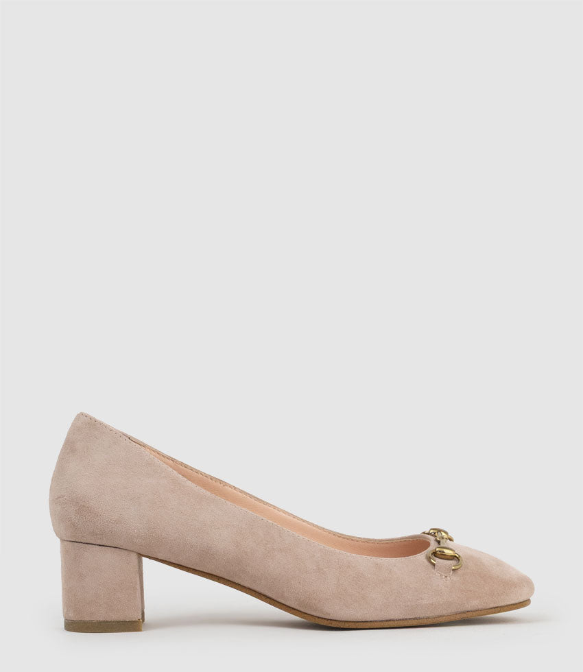 CELESTE45 Pump with Trim in Nude Suede - Edward Meller
