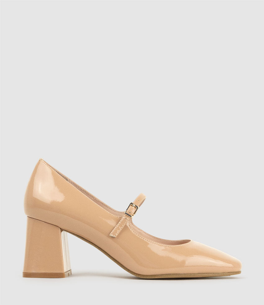 CELINA65 Mary Jane Pump in Nude Patent - Edward Meller