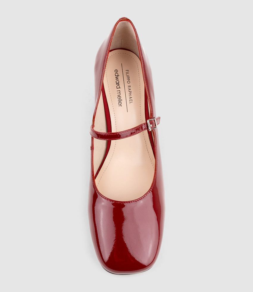 CELINA65 Mary Jane Pump in Ruby Patent - Edward Meller