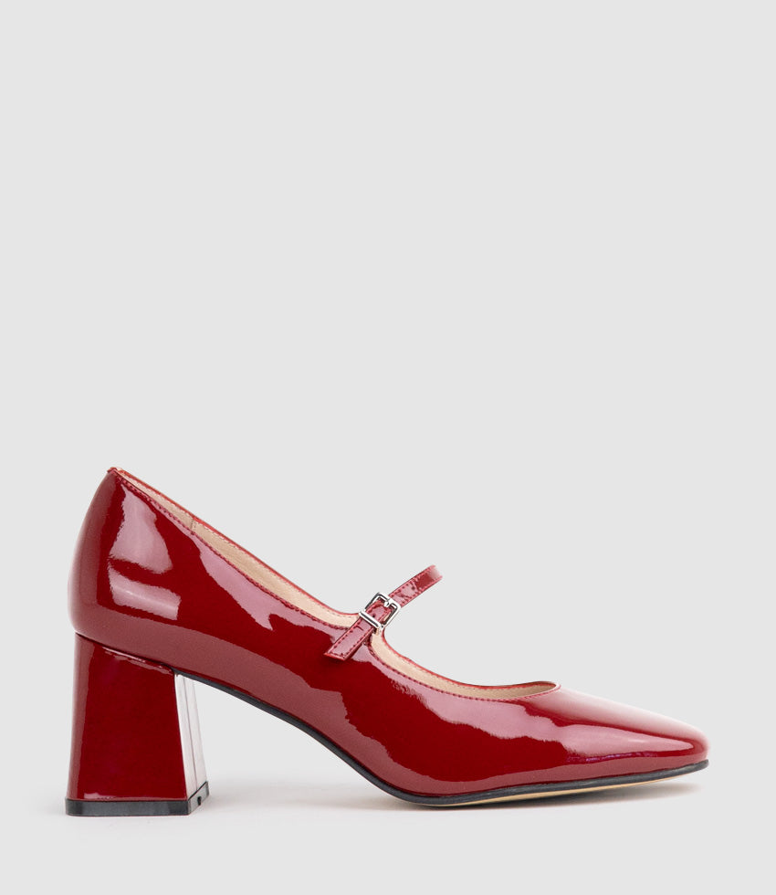 CELINA65 Mary Jane Pump in Ruby Patent - Edward Meller