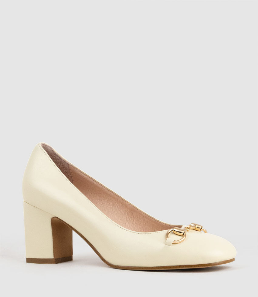 CHANELLE65 Pump with Trim in Offwhite Calf - Edward Meller