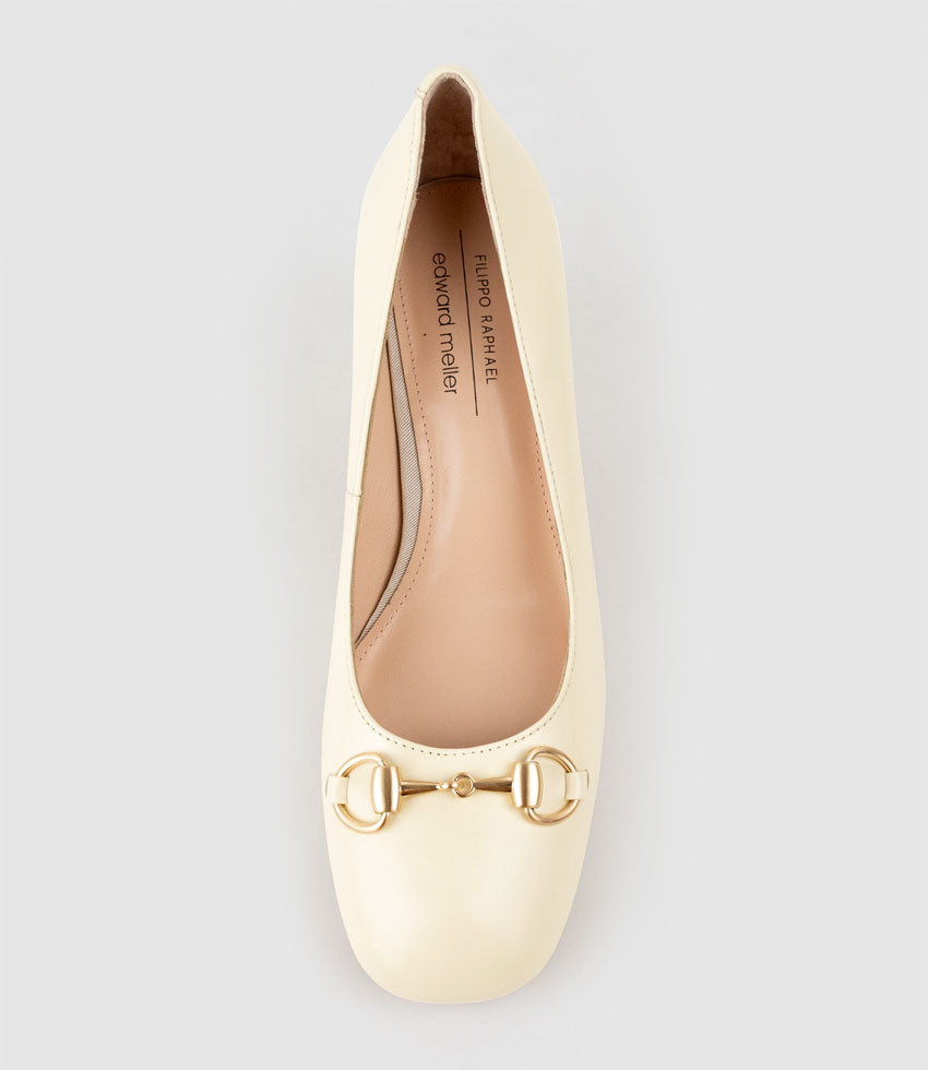 CHANELLE65 Pump with Trim in Offwhite Calf - Edward Meller