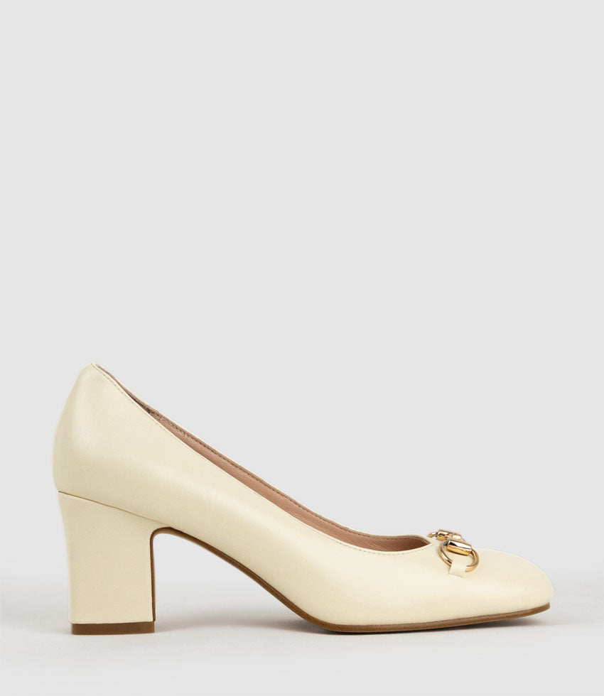 CHANELLE65 Pump with Trim in Offwhite Calf - Edward Meller