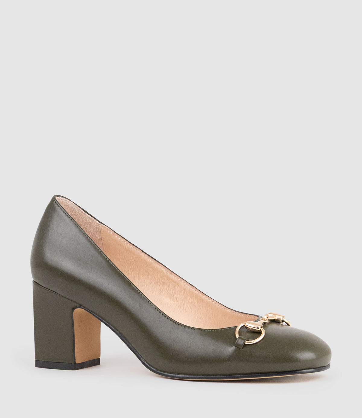 CHANELLE65 Pump with Trim in Olive Calf - Edward Meller