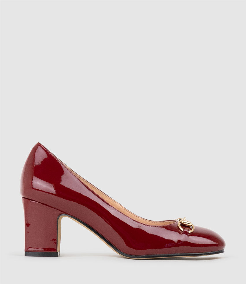 CHANELLE65 Pump with Trim in Ruby Patent - Edward Meller