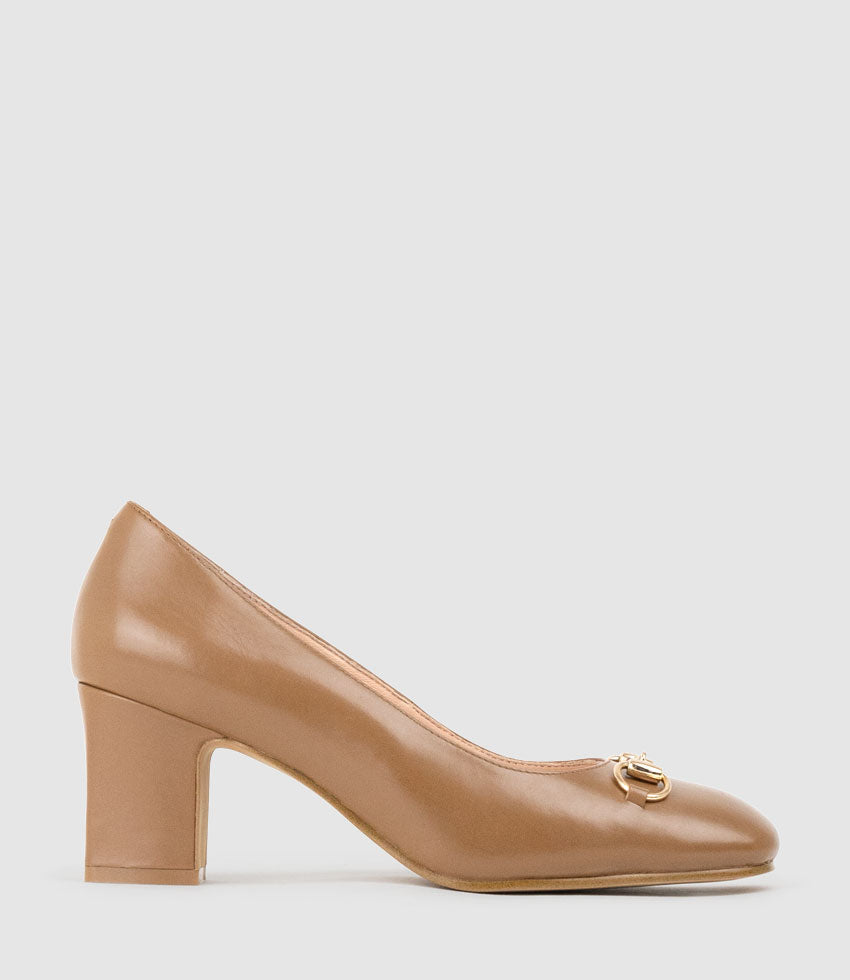 CHANELLE65 Pump with Trim in Tan Calf - Edward Meller