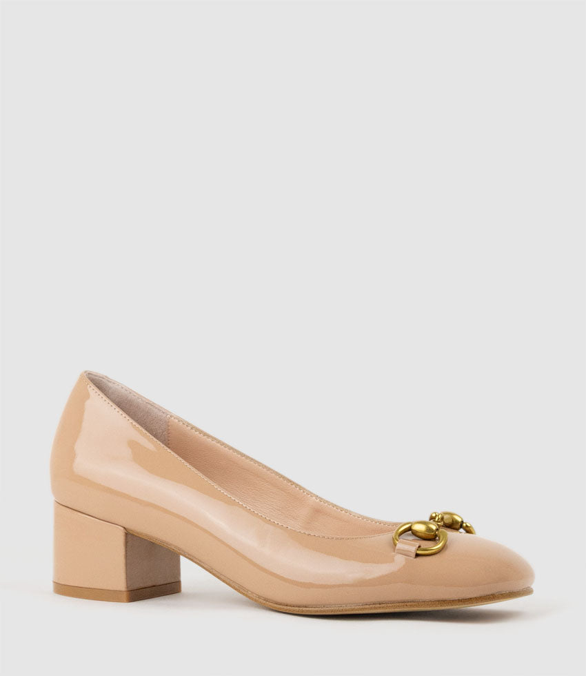 CHERISH45 Pump with Trim in Nude Patent - Edward Meller