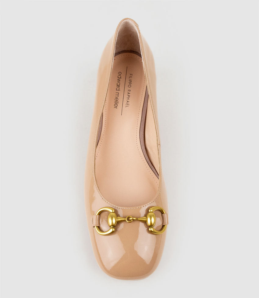CHERISH45 Pump with Trim in Nude Patent - Edward Meller