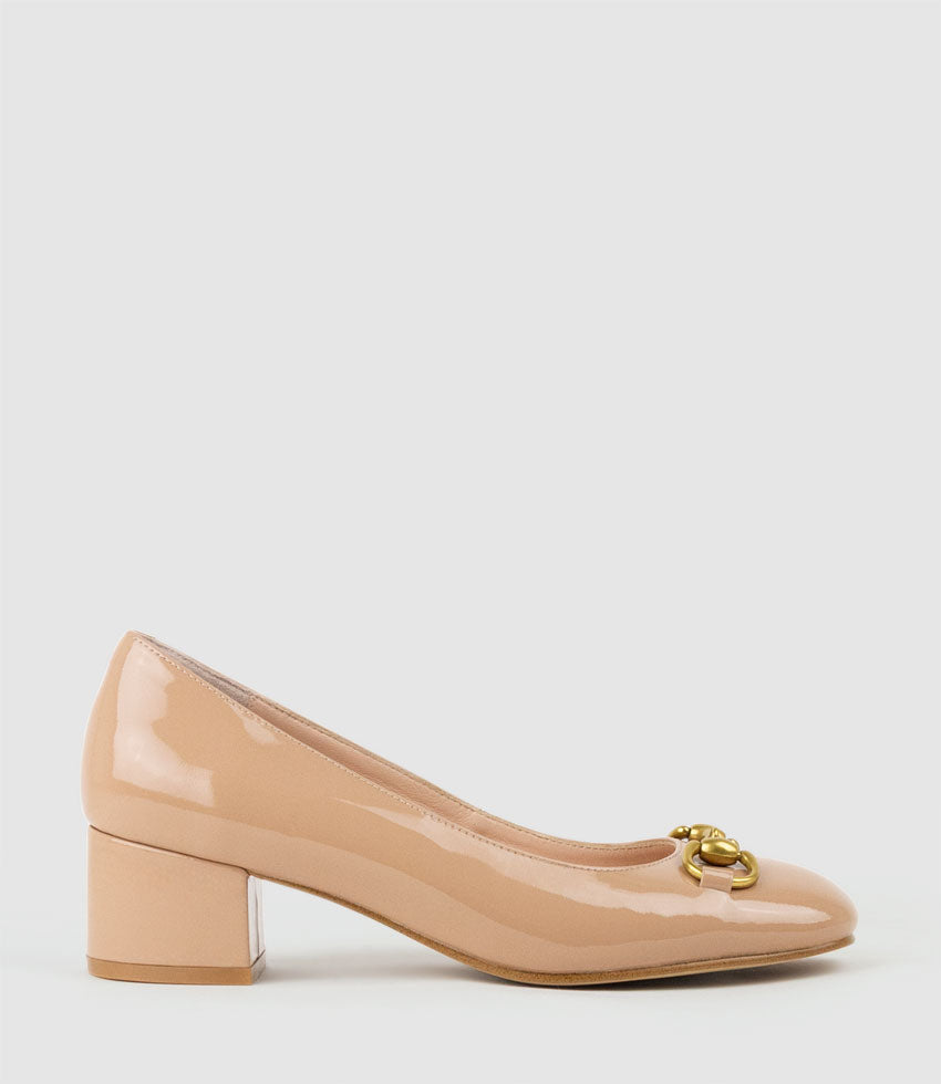 CHERISH45 Pump with Trim in Nude Patent - Edward Meller
