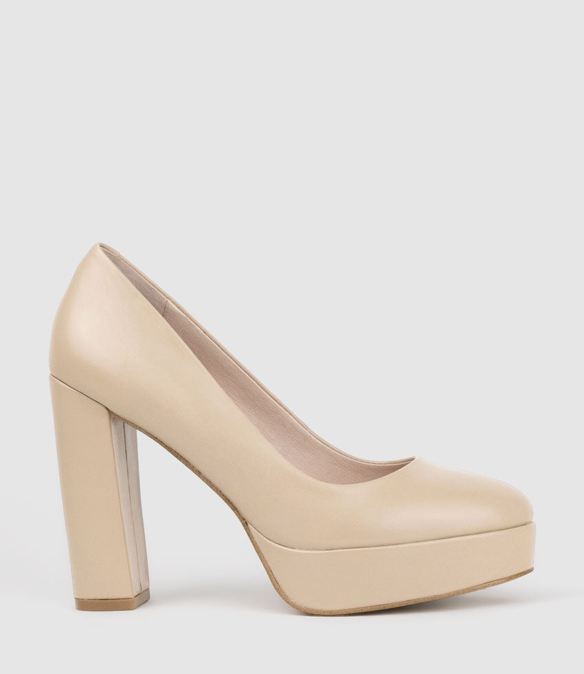 CHILLI110 Platform Pump in Nude Baby Calf - Edward Meller