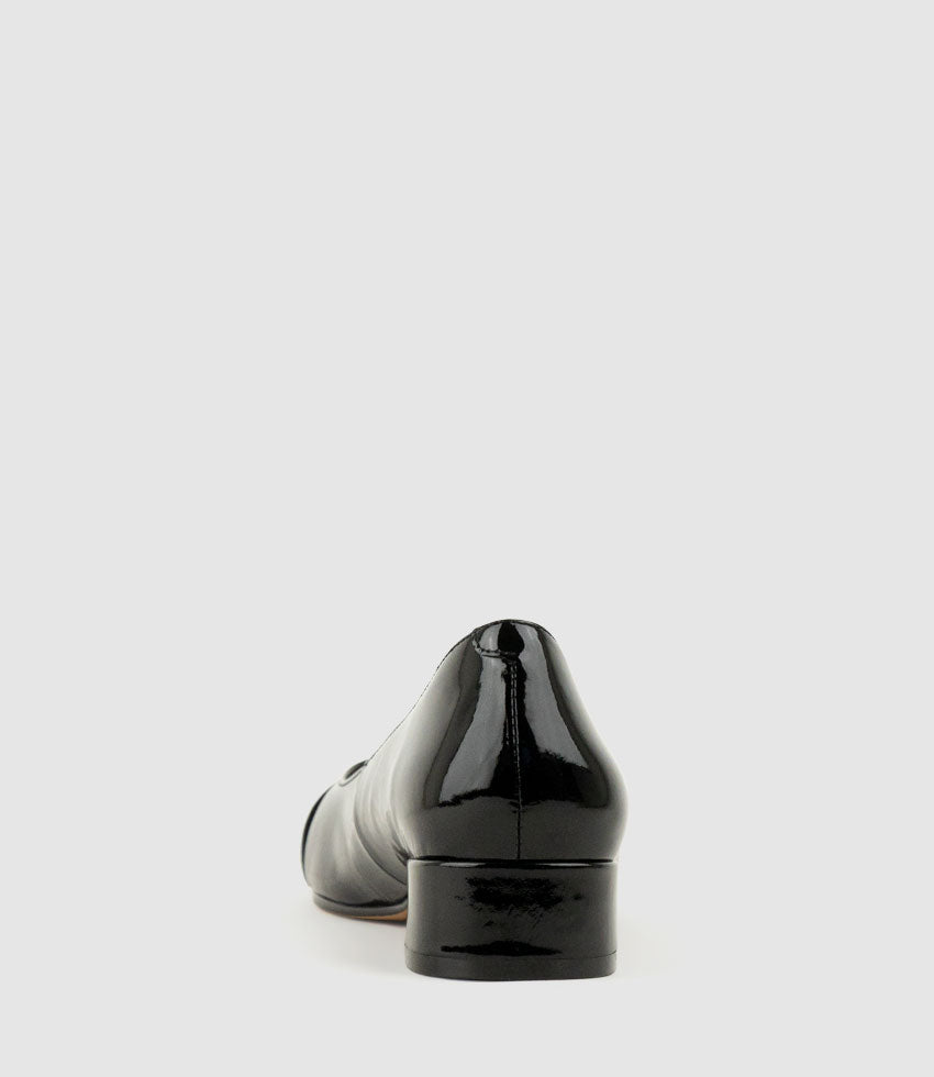 CLOVER30 Pump with Trim in Black Patent - Edward Meller