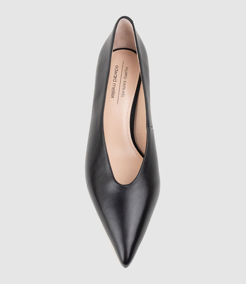 CORA60 Choked Pointed Pump in Black - Edward Meller