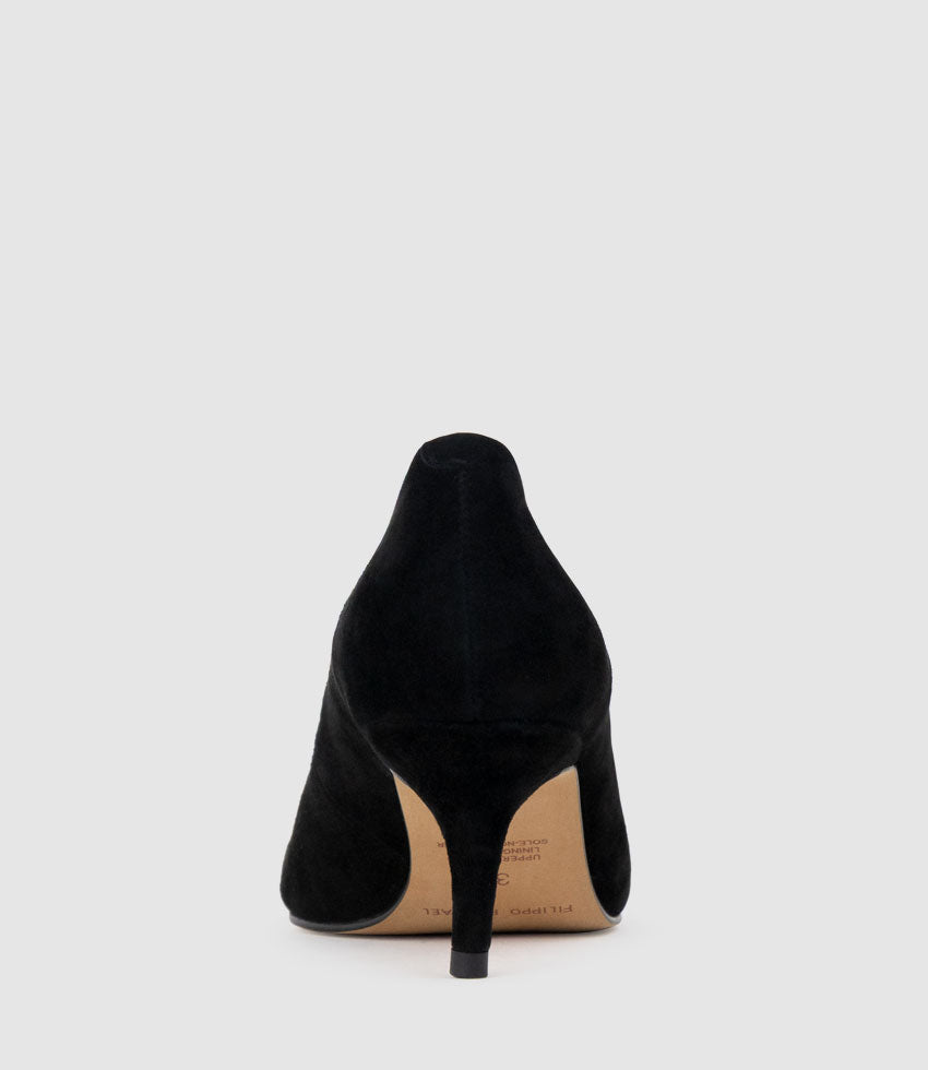 CORA60 Choked Pointed Pump in Black Suede - Edward Meller