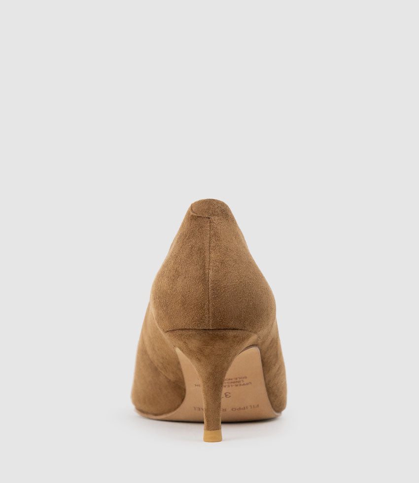 CORA60 Choked Pointed Pump in Tan Suede - Edward Meller